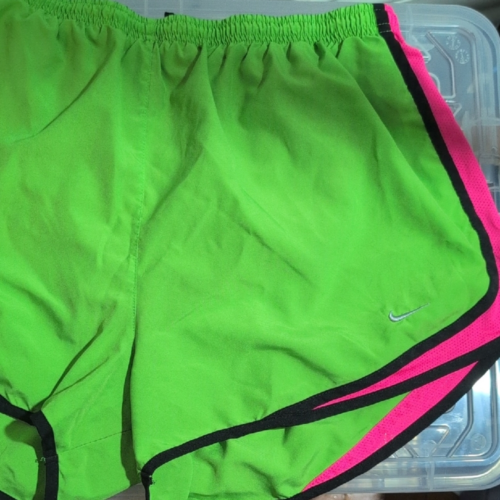 Nike Women's Lime and Pink Athletic Shorts